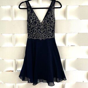 Gianni Bini Navy Sequin Formal Mini Sleeveless Dress Juniors Size 5